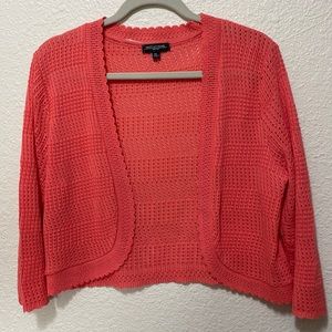 Notations Women’s Orange Crocheted Cropped Sweater. Very Good Condition. Size PM